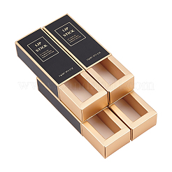 紙引き出しボックス  口紅のパッキングボックス  レクタンジ  ブラック  完成品：8.8x2.7x2.7cm&nbsp;CON-WH0076-33C