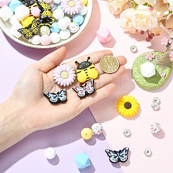 25Pcs 8 Styles Silicone & 15Pcs Iron Grade A Crystal Rhinestone Spacer Beads Findings Kits&nbsp;SIL-YW0002-67A