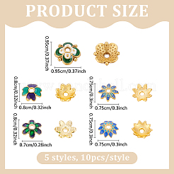 50Pcs 5 Styles Multi-Petal Alloy Enamel Bead Caps&nbsp;FIND-ME0001-41