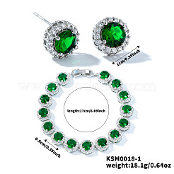 Vintage Elegant Brass Cubic Zirconia Stud Earring & Bracelets Set&nbsp;HH8827-1