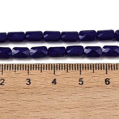 オペークガラスビーズ連売り  長方形  多面カット  ミッドナイトブルー  7x4.5x3.5mm  穴：0.9mm  約79~80個/連  21.65''~22.24''（55~56.5センチメートル）&nbsp;GLAA-Z018-D26-1