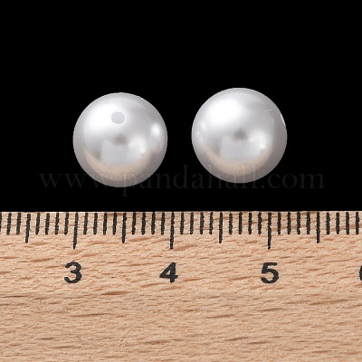プラスチックパール調ビーズ  ラウンド  ホワイト  10x9.5mm  穴：1.6mm&nbsp;FIND-M059-01D-03-1