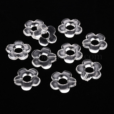 透明なアクリルビーズフレーム  花  透明  19x20x3.5mm  穴：1.6mm  内径：6.5mm  約632個/500g&nbsp;TACR-S154-29B-01-1