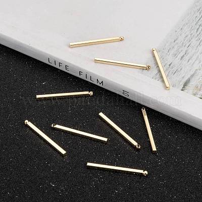 真鍮チャーム  ラックめっき  長方形  ライトゴールド  30x2x2mm  穴：1mm&nbsp;KK-D510-02KCG-1