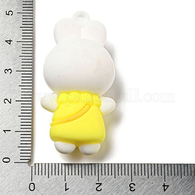 プラスチックチャーム  兎  きいろ  45.5x22.5x16mm  穴：3.2mm&nbsp;FIND-Z016-01D-1