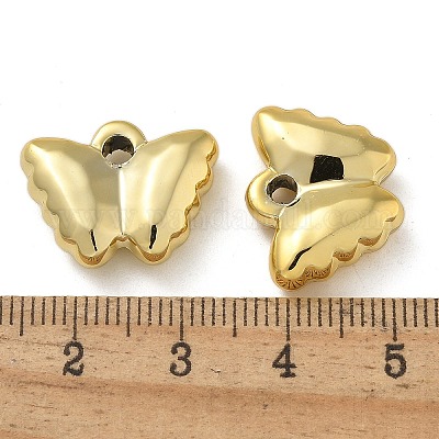 メッキアクリルパーツ  カン付き  蝶  黄金メッキ  15x19x6mm  穴：2.2mm&nbsp;PACR-Q008-18G-1