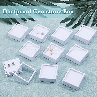 White Diamond Box Wholesale Acrylic Square Loose Diamond Box with Visible Window ...