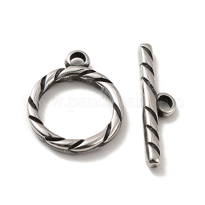 316ステンレススチールトグル留め具  リング  アンティークシルバー  リング：19x16x2.5mm  穴：2.5mm  バー：6x23x2.5mm  穴：2.5mm&nbsp;STAS-A060-01AS-1