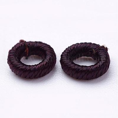 ポリエステルファブリックビーズ  リング  ココナッツブラウン  6x2mm  穴：3mm  約200個/袋&nbsp;WOVE-N003-01-1