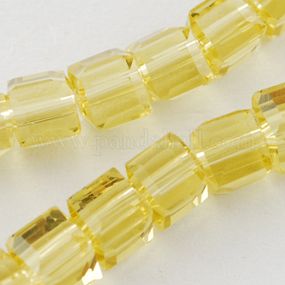 ガラスビーズ連売り  多面カット  キューブ  ミックスカラー  7~8x7~8x7~8mm  穴：1.5mm  約97~100個/連  70~71cm&nbsp;GLAA-R041-8x8mm-M-1