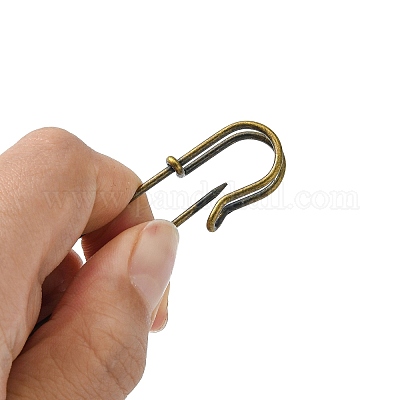 鉄キルトピンブローチパーツ  アンティークブロンズ  70x16~18x6mm  穴：5~6mm&nbsp;E028Y-NFAB-1