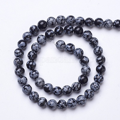 Natural Snowflake Obsidian Beads Strands&nbsp;G-D855-11-8mm-1