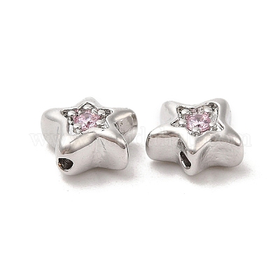 Brass Cubic Zirconia Beads&nbsp;KK-Q773-01P-01-1