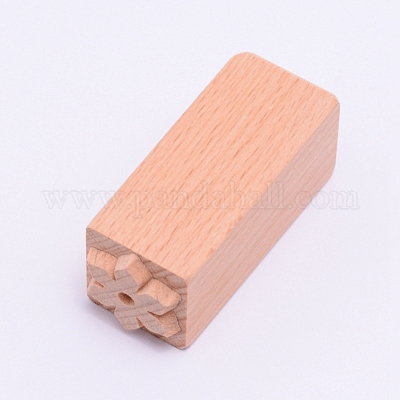 木の切手  長方形  花柄  50x20x20mm&nbsp;DIY-WH0189-61A-1