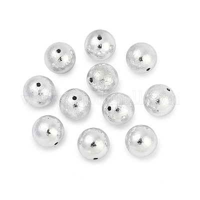 ABSプラスチックビーズ  ラウンド  テクスチャー  銀  19.5~20mm  穴：2.2mm&nbsp;KY-A004-01B-1