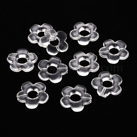 透明なアクリルビーズフレーム  花  透明  19x20x3.5mm  穴：1.6mm  内径：6.5mm  約632個/500g&nbsp;TACR-S154-29B-01-1