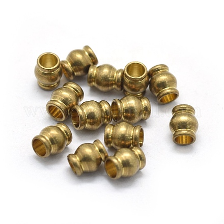 真鍮ビーズ  バレル  生（メッキなし）  7x5.5mm  穴：3.5mm&nbsp;KK-L184-81C-1