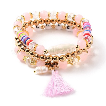 Multi-layered Stretch Beaded Bracelets Sets&nbsp;BJEW-JB05756-02-1