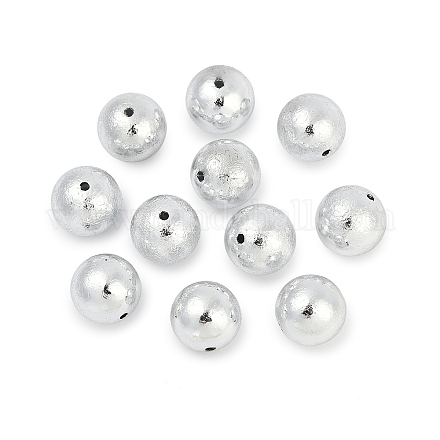 ABSプラスチックビーズ  ラウンド  テクスチャー  銀  19.5~20mm  穴：2.2mm&nbsp;KY-A004-01B-1