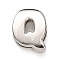 Brass Beads, Long-Lasting Plated, Rack Plating, Lead Free & Cadmium Free, Platinum, Letter Q, 20x15.5x6mm, Hole: 18x4mm