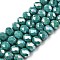 Electroplate Glass Beads Strands, Opaque Solid Color, AB Color Plated, Faceted, Rondelle, Light Sea Green, 8x6mm, Hole: 1mm, about 60~62pcs/strand, 39~40cm
