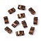 Electroplate Glass Seed Beads, 2-Hole, Rectangle, Coffee Plated, 4.5~5x2x1.3~1.5mm, Hole: 0.5~0.8mm