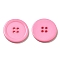 Resin Buttons, Dyed, Flat Round, Pink, 30x3mm, Hole: 3mm, 98pcs/bag