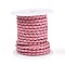 Hollow Braided Cowhide Leather Cord, Leather Rope String for Bracelets, Round, Pink, 4mm, about 5.46 yards(5m)/roll