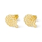 304 Stainless Steel Stud Earrings Finding, Hollow Flower, with Horizontal Loop, Golden, 13x10.5mm, Hole: 1.2mm, Pin: 0.85mm