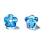 Transparent Czech Glass Beads, Flower, Deep Sky Blue, 6.5x5mm, Hole: 0.8mm, about 357~363pcs/bag