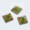 Natural Unakite Cabochons, Pyramid, 20x20x12~13mm, Diagonal Length: 26mm