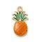 Alloy Enamel Pendants, Light Gold, Fruit, Pineapple, 17.5x9x2mm, Hole: 1.4mm