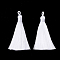 Polyester Tassel Big Pendants Decoration, White, 80~90x8.5~9mm, Hole: 4x6mm