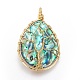 Abalone Shell/Paua ShellWire Wrapped Big Pendants&nbsp;SSHEL-L008-58-2