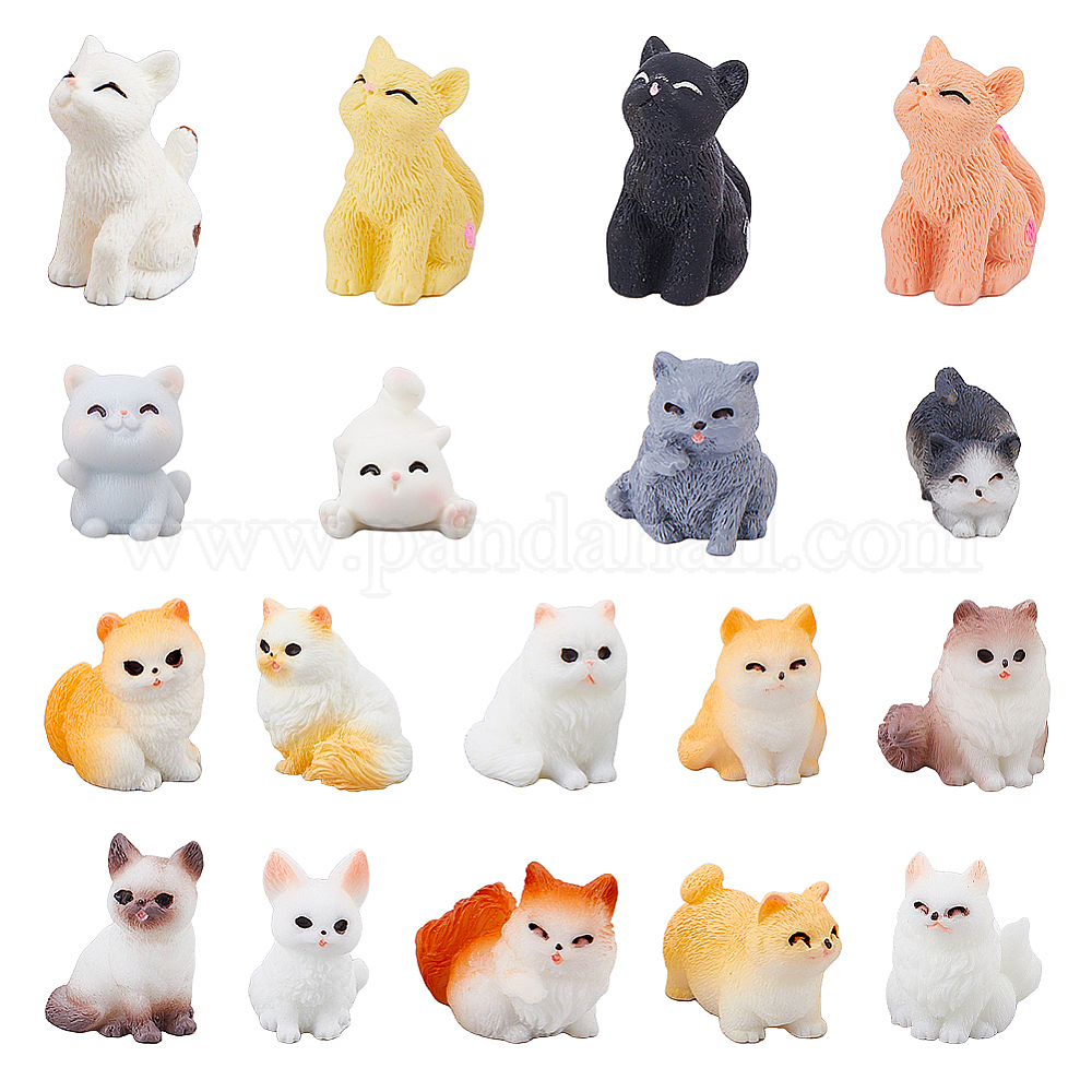 Wholesale 18Pcs 18 Styles Resin Cat Shape Display Decorations ...