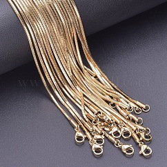 1.5mm 304 Stainless Steel Square Snake Chain Necklaces, Real 18K Gold Plated, 17.72 inch(45cm)