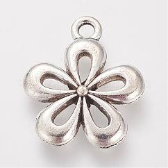 Tibetan Style Alloy Pendants, Flower, Lead Free & Cadmium Free, Antique Silver, 18x15x2mm, Hole: 2mm, about 430pcs/500g