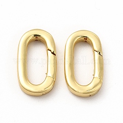 Rack Plating Brass Spring Gate Rings, Long-Lasting Plated, Cadmium Free & Lead Free, Real 18K Gold Plated, 14x8x2.7mm, Hole: 10.2x4.2mm
