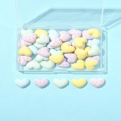 40 個のプラスチックカボション  スポットチャーム  ミックスカラー  ハート  16.5x19x6.5mm&nbsp;FIND-FS0004-35A