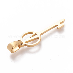 304ステンレススチール製イニシャルペンダント  大穴ペンダント  文字付きのキー  ゴールドカラー  文字.a  25x8.5x1mm  穴：6x2.5mm&nbsp;STAS-D019-09A-G