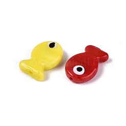 ランプワークビーズ  魚  ミックスカラー  20~21x13~14x4.5~6mm  穴：1.2~1.8mm&nbsp;LAMP-N039-01