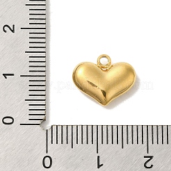 イオンプレーティング（IP）304ステンレススチールチャーム  ハートチャーム  ゴールドカラー  10.5x12.5x3.5mm  穴：1.6mm&nbsp;STAS-S131-12G