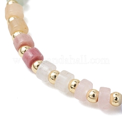 Natural Green Aventurine & Rose Quartz & Howlite & White Jade & Yellow Aventurine & Synthetic Blue Lace Agate & Brass Beads Stretch Bracelets for Women&nbsp;BJEW-JB13334-03