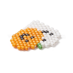 手作りみゆき日本のシードビーズ  織機模様  カボチャと幽霊  ハロウィン用  ダークオレンジ  17.5x20x2mm&nbsp;PALLOY-MZ00017