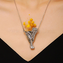 Alloy Bouquet Pendant Necklaces for Dried Flower&nbsp;WGF058D-01