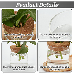 柱ガラス水耕栽培植物ポット花瓶チューブ花瓶セット  竹と木の装飾品付き  透明  90mm  約3個/セット&nbsp;AJEW-WH0541-11A