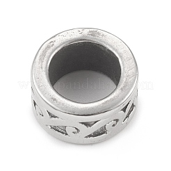 304ステンレススチールヨーロピアンビーズ  大穴ビーズ  コラム  アンティークシルバー  12.5x7mm  穴：8.3mm&nbsp;STAS-G303-02AS