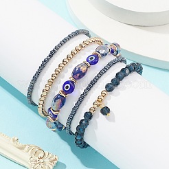 5Pcs 5 Style Glass & Lampwork Evil Eye Stretch Bracelets Set&nbsp;BJEW-JB09619-01