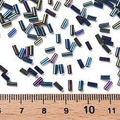 Metallic Colours Glass Bugle Beads&nbsp;SEED-N005-001-D02