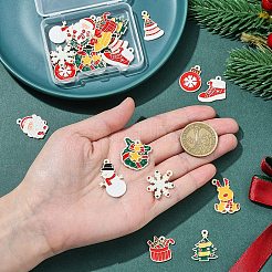 24Pcs 12 Styles Christmas Theme Spray Painted Alloy Enamel Pendants&nbsp;ENAM-FS0002-19P